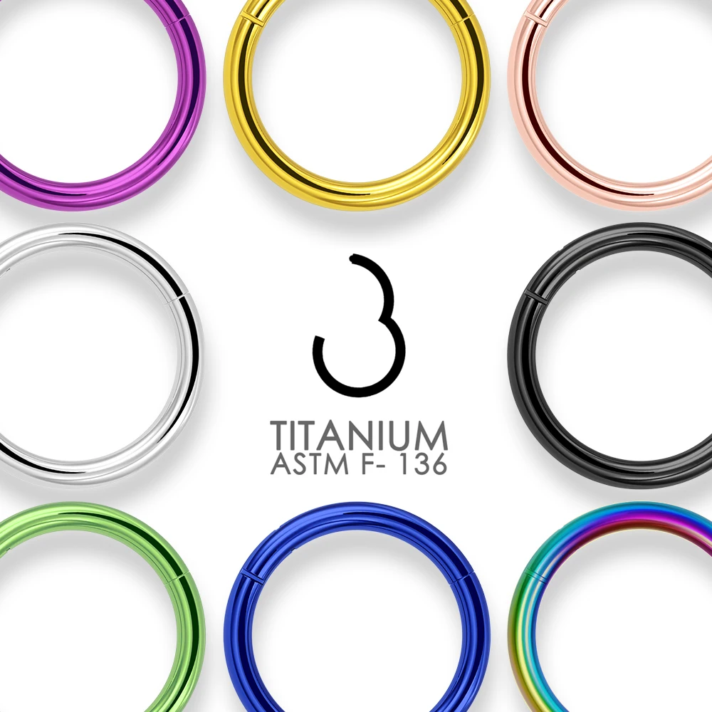 Implant Grade Titanium Septum Jewelry 12G 20G Hinged Segment Rings for Nose Lip Cartilage Body Piercing Hypoallergenic