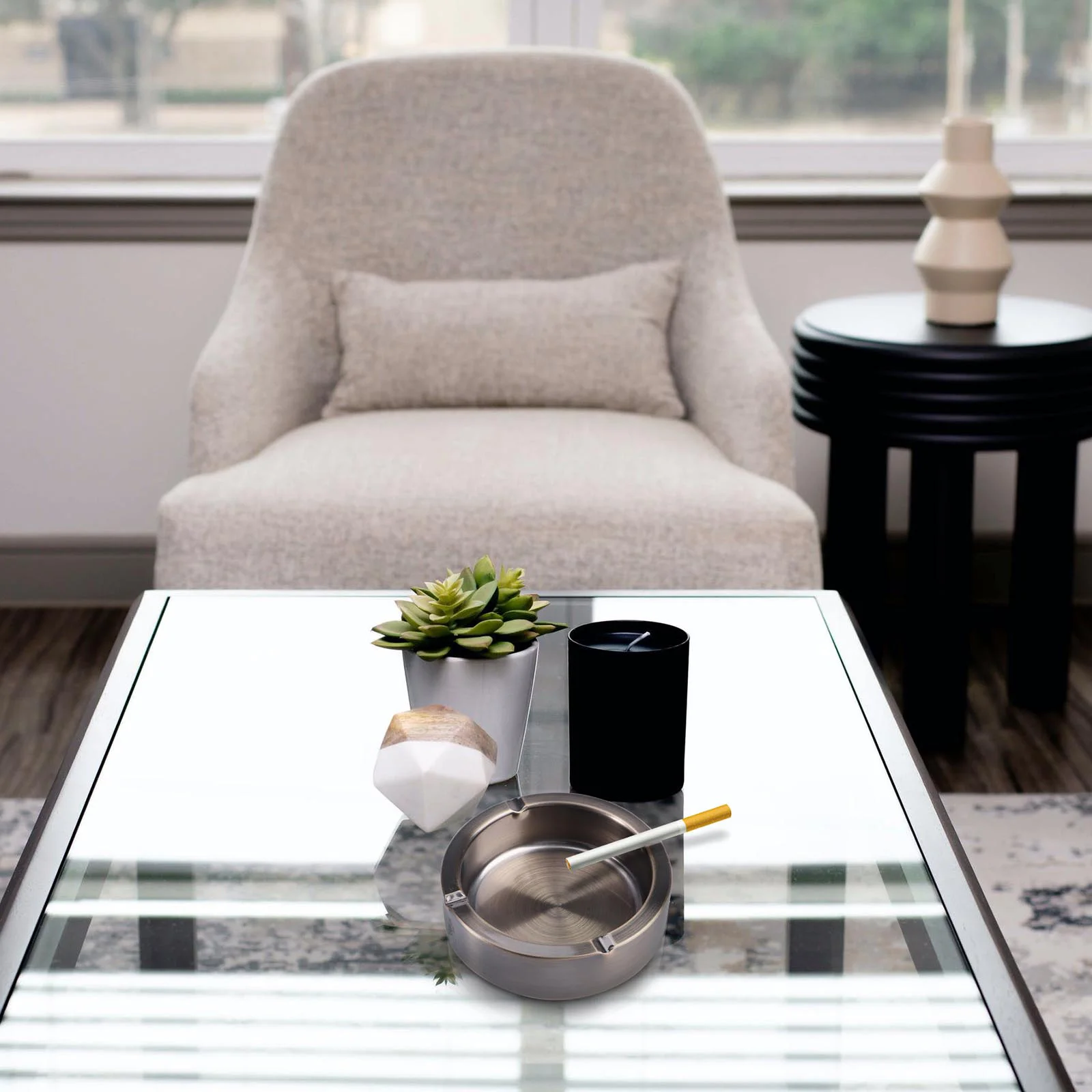 

Smoking Ash Tray Ashtray Cigarette Stainless Steel Anti-fall Metal Ashtrays for Home