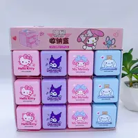 12 Uds. Caja de almacenamiento con cajón de dibujos animados Sanrio Cinnamoroll My Melody Kuromi Mini caja de acabado de joyería doble caja de joyería regalos
