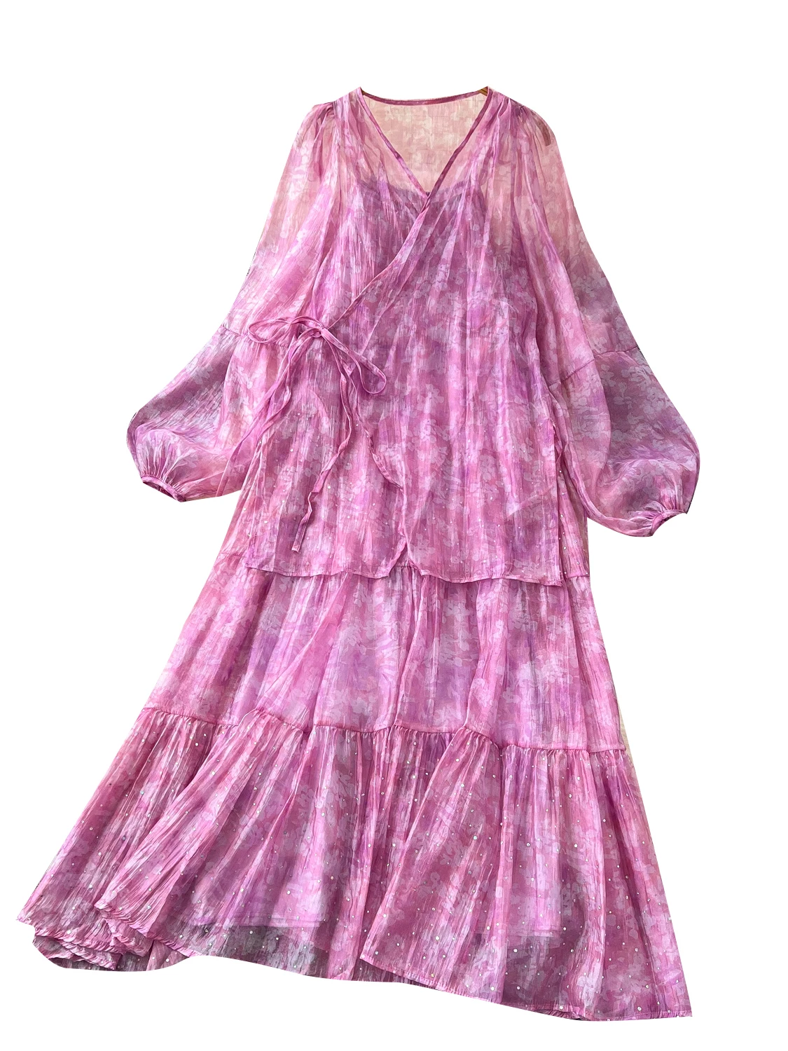 

Ele Casual Dr Two-Piece Set Women's Loose Outerwear Belted Long Sve Ctan + ter Long Skirt Faionable Ensemble