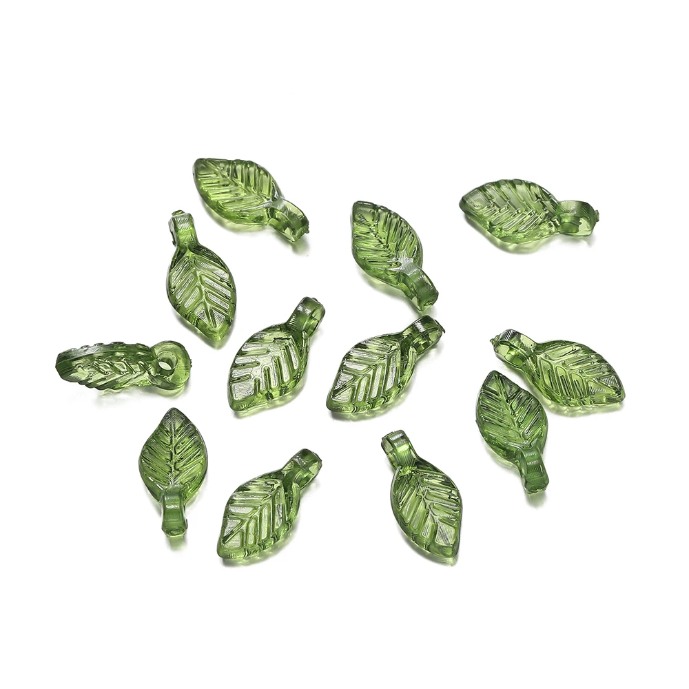 100 Stück Acryl-Charms in Blattform, farbige Blätter, Abstandsperlen für DIY-Halsketten, Armbänder, Bastelarbeiten, Charms, Schmuckherstellungszubehör