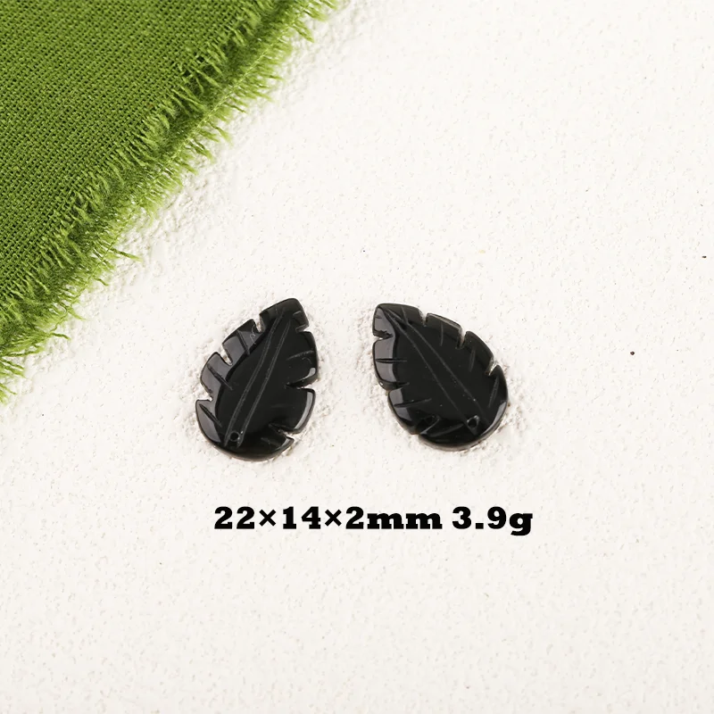 Handmade Jewelry Obsidian Stone  Carved Leaf Earring Bead,Natural Stone Earrings Accessories For Women 22x14x2mm 3.9g