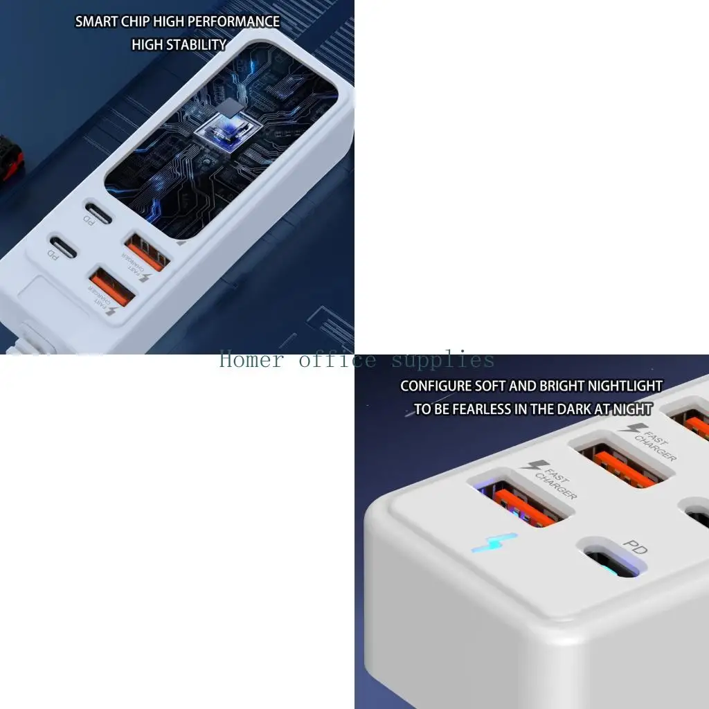 K43B Highly power USB C And USB A MultiPort Charging Adapter Electrical Socket For Multiple Devices Simultaneously Charging