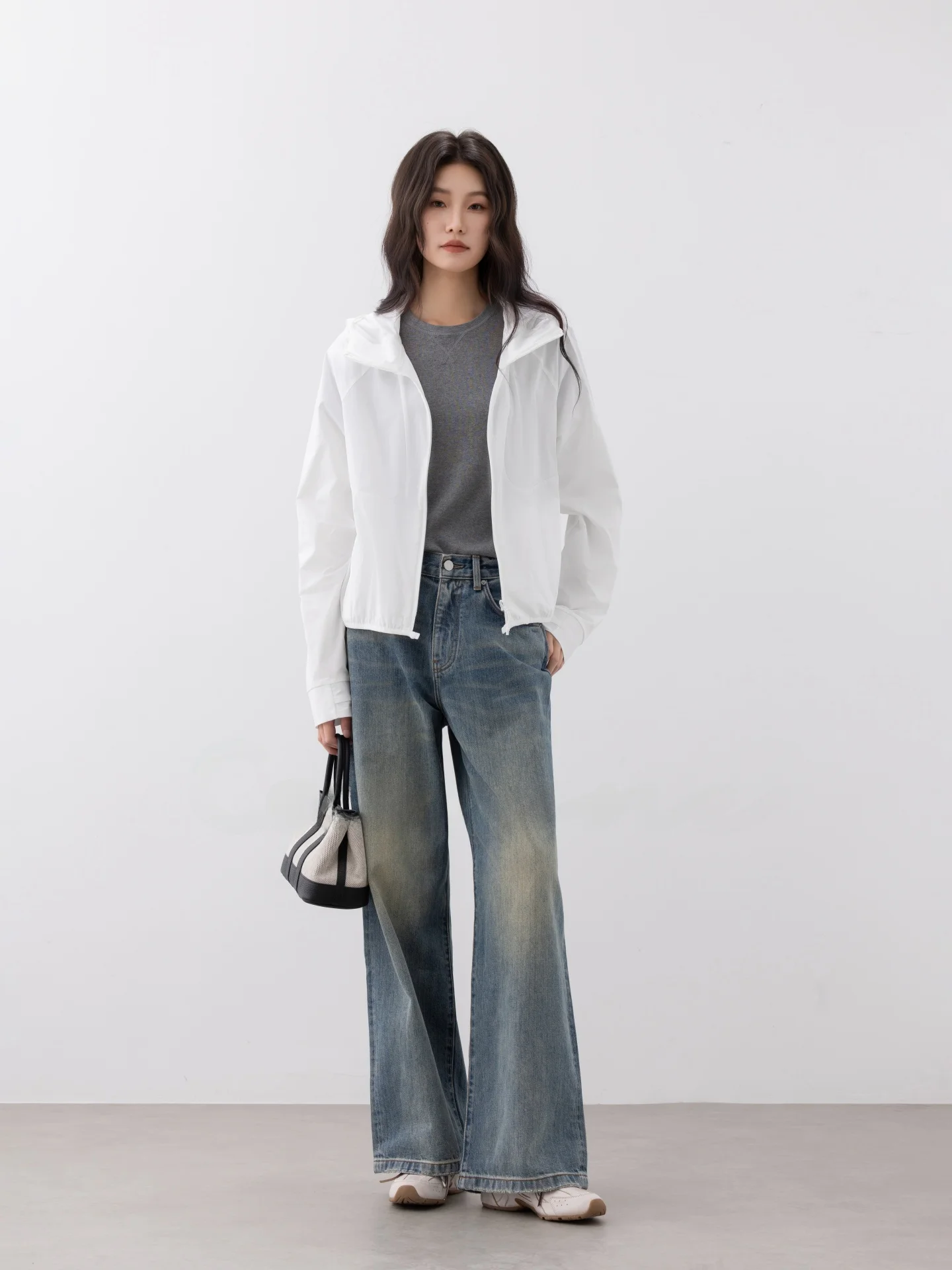 

Джинсы прямого кроя для похудения, повседневные, с высокой талией, из хлопка, для женщин, весна 2025, ZONE Rui, ранняя весна