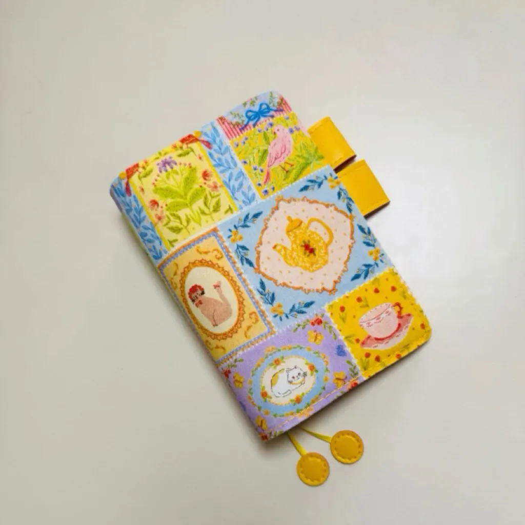 Cup Cat A5 A6 Bound Journal Notebook Cloth Book Cover Cute Girl Diary Hobo Grid Notepad Agenda Planner Office Statione