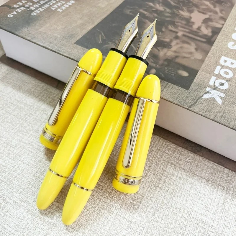 

Limited Wing Sung 630 Yellow Brief Fountain Pen F 0.5mm Nib Piston Resin Gold Clip Pen Stationery Business Gifts Writing