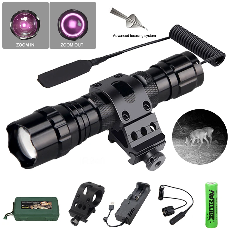 赤外線ライトプレデターライト LED 戦術懐中電灯ズームフォーカス調整可能なトーチ狩猟釣りコヨーテ豚バーミント