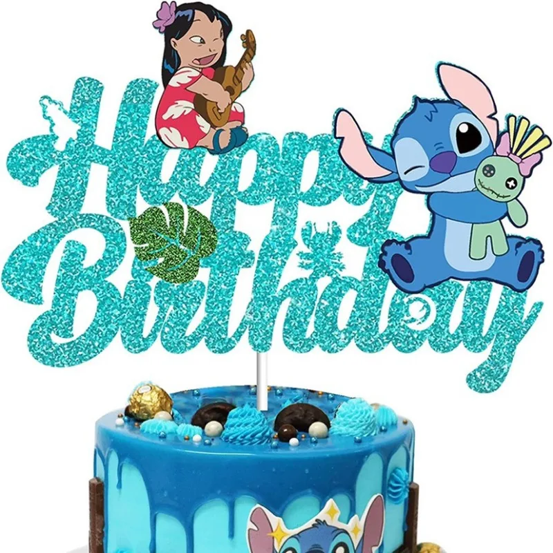 Disney Lilo & Stitch Birthday Cake Toppers for Girls and Pink Stitch Happy Birthday Cake Toppers for Boys Party Wishes