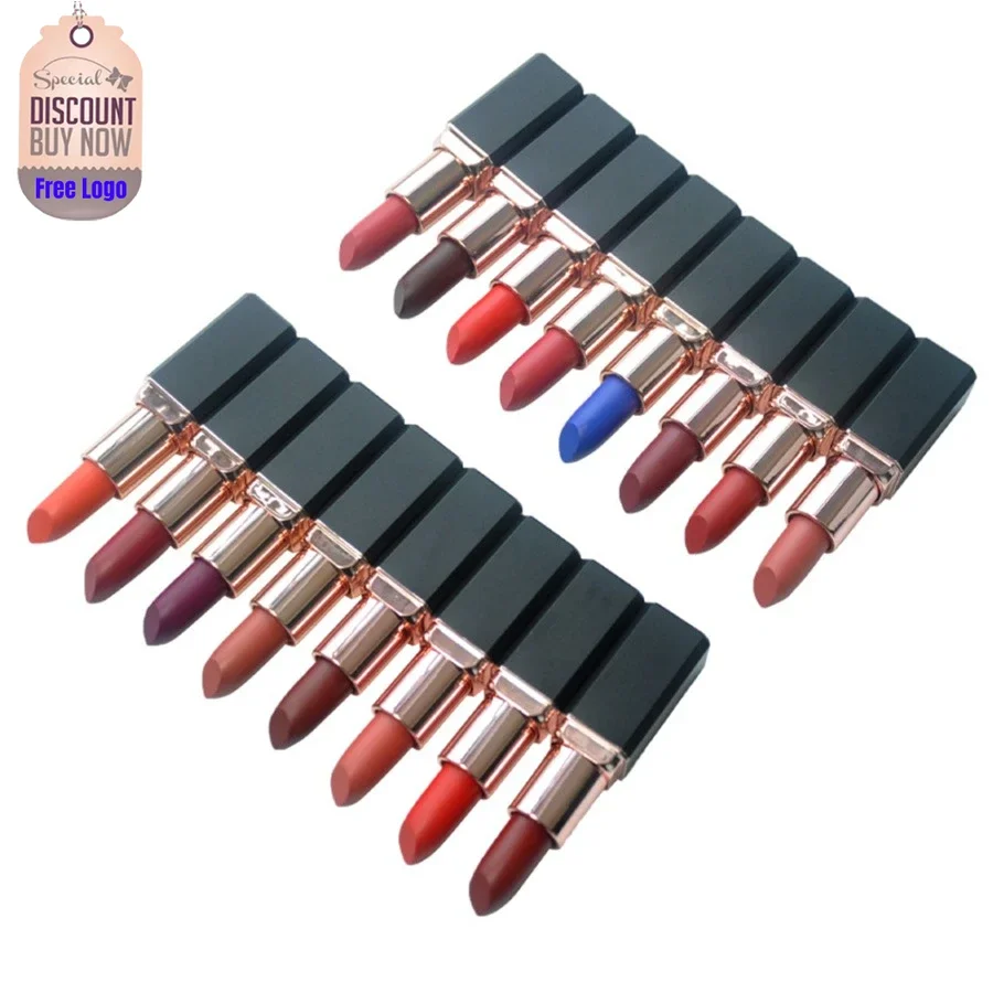 

Black Tube Matte Lipstick Private Label Waterproof Nude Long Lasting Lip Stick Cosmetics Makeup Custom Logo