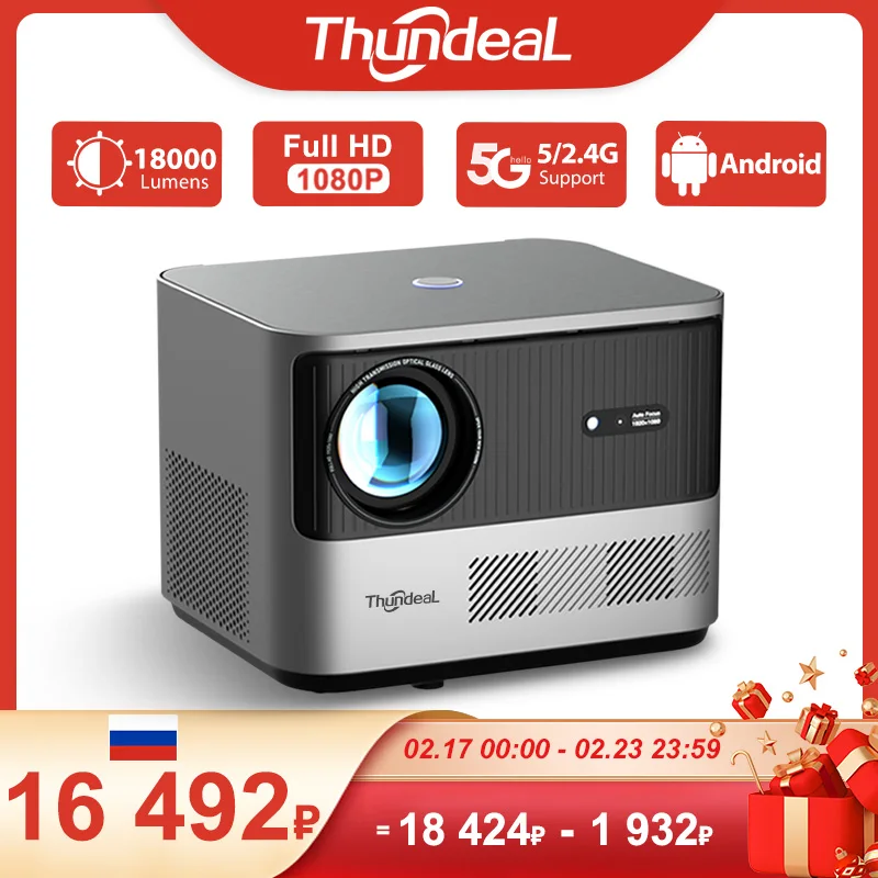 ThundeaL TDA6 Full HD Projector 1080P 2K 4K Video Home Theater Auto Focus 5G WiFi Android Projector TDA6W 3D Portable Proyector