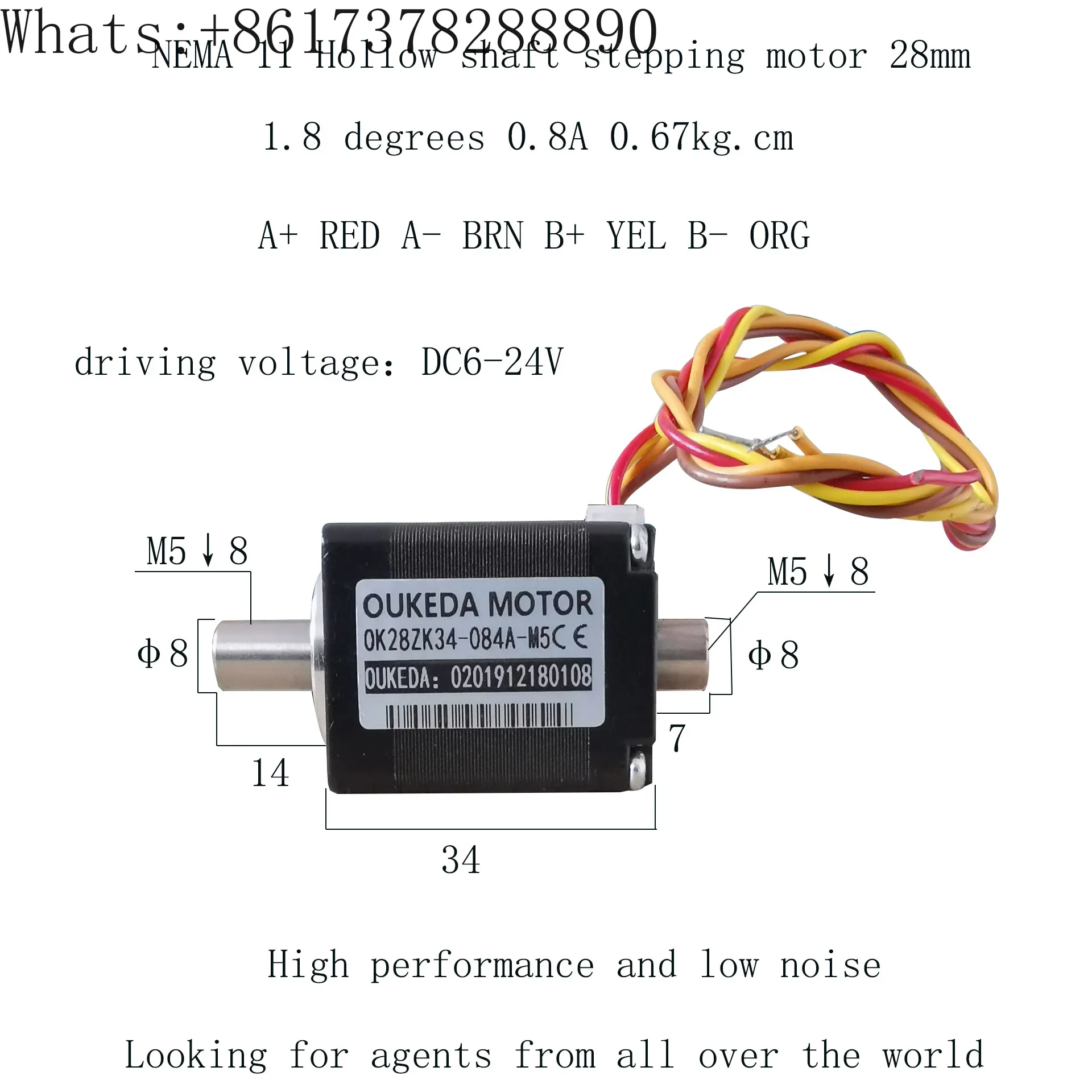 

28 Hollow shaft motor 28 Hollow shaft motor M5 thread 28 Hollow shaft stepper motor body 34