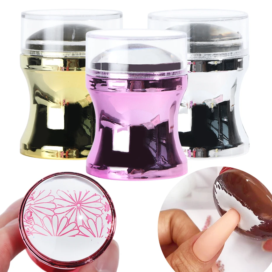 Jelly Silicone Nail Stamper Scraper With Cap Set for French and Nails Polish Print Transfer Templates Designs Manicure Tools