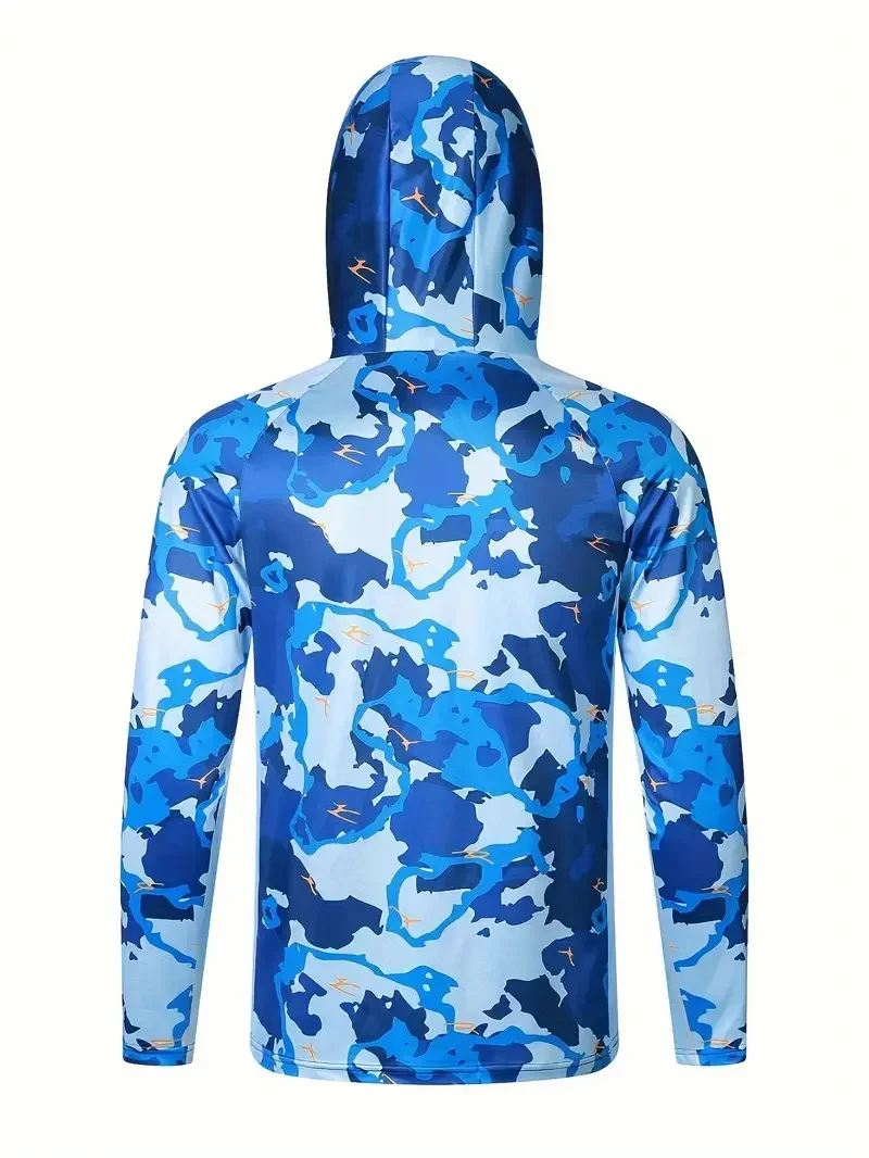 Kapuzenbekleidung mit Maske für Herren, atmungsaktiv, feuchtigkeitsableitend, mit Sonnenschutz und UV-Schutz, Angeltrikot – Detail 13