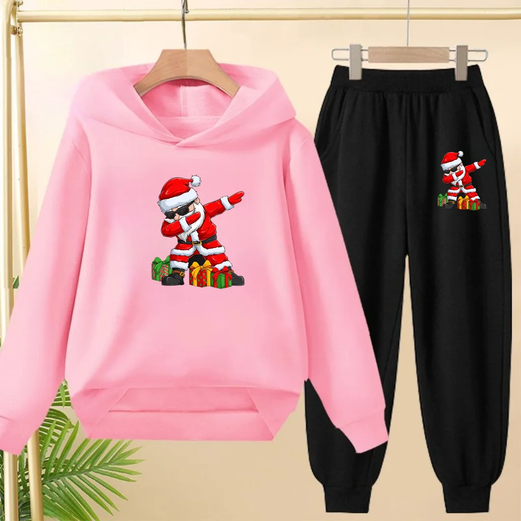 

Children's Santa Claus Clothing for Autumn Winter Boys Girls Aged 3-12Yrs Two-piece Sweatshirt Pants Casual Fashiona Sporty Set