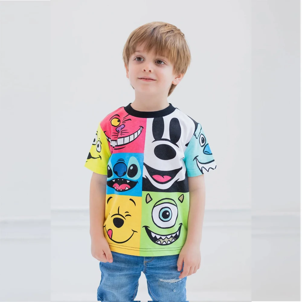 

Лидер продаж, детская футболка с героями аниме «Микки Маус» для мальчиков и девочек, милые модные популярные дизайнерские детские футболки