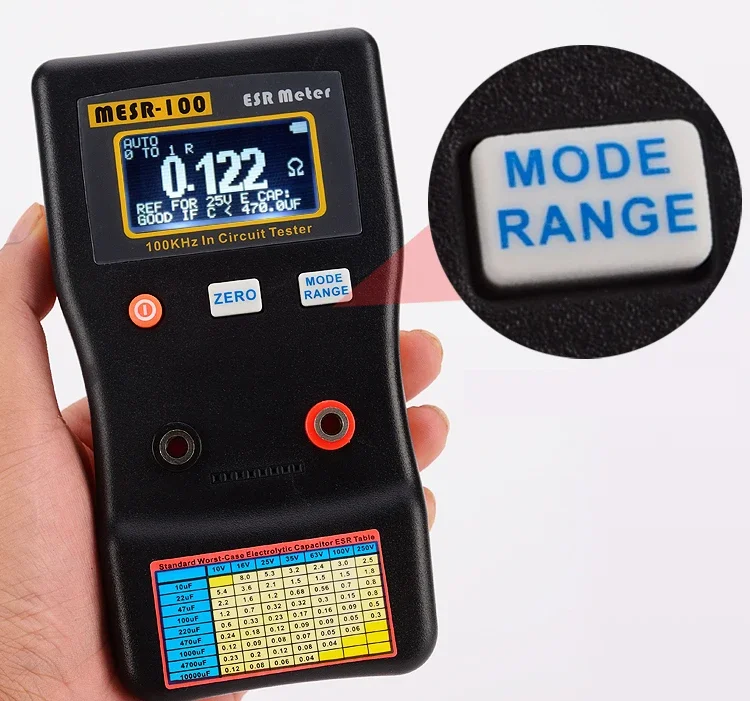 

ESR Meter Multimeter MESR-100 ESR Capacitance Ohm Meter Professional Measuring Capacitance Resistance Capacitor Circuit Tester