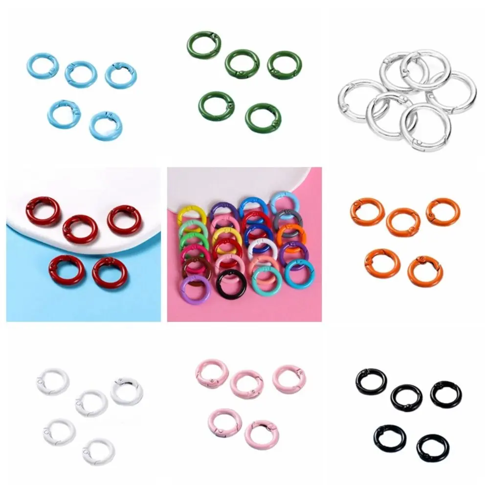 5 Pcs DIY 25mm O Ring Keychain Clips Metal Durable Openable Round Carabiner Colorful Spring Clasp Jewelry