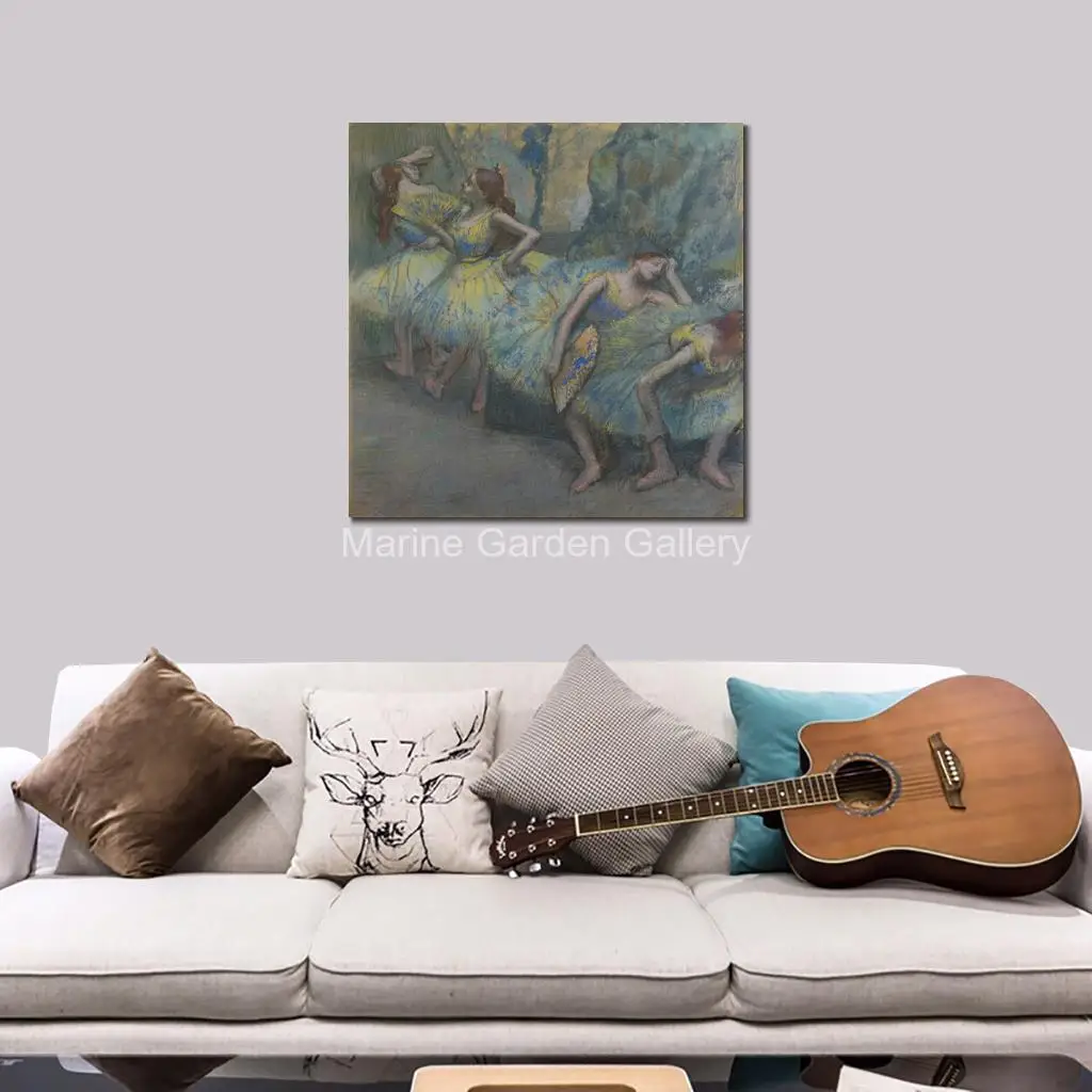 Hand Painted Edgar Degas Ballerina Painting Impressionist Ballet Dancers Oil on Canvas Art for Living Room Music Room Decor