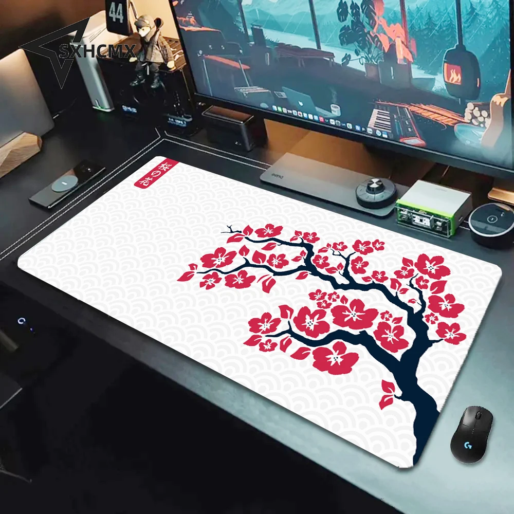 Mouse Pad Sakura Large Gamer Mousepad Purple Cherry Blossom Keyboard Mat XXXL Mouse Mat Pc Accessories Rubber Desk Mat 90x40