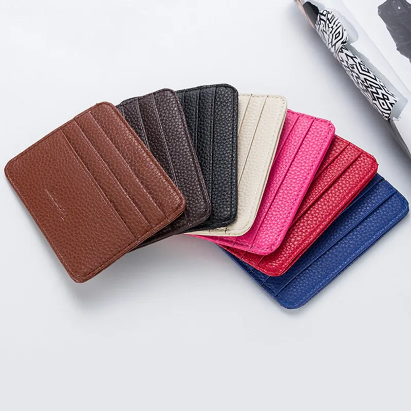 Double-sided PU Leather ID Card Holder Multi-color Bank Credit Card Case Multi-slot Ultra-thin Wallet Business Card Holder Men