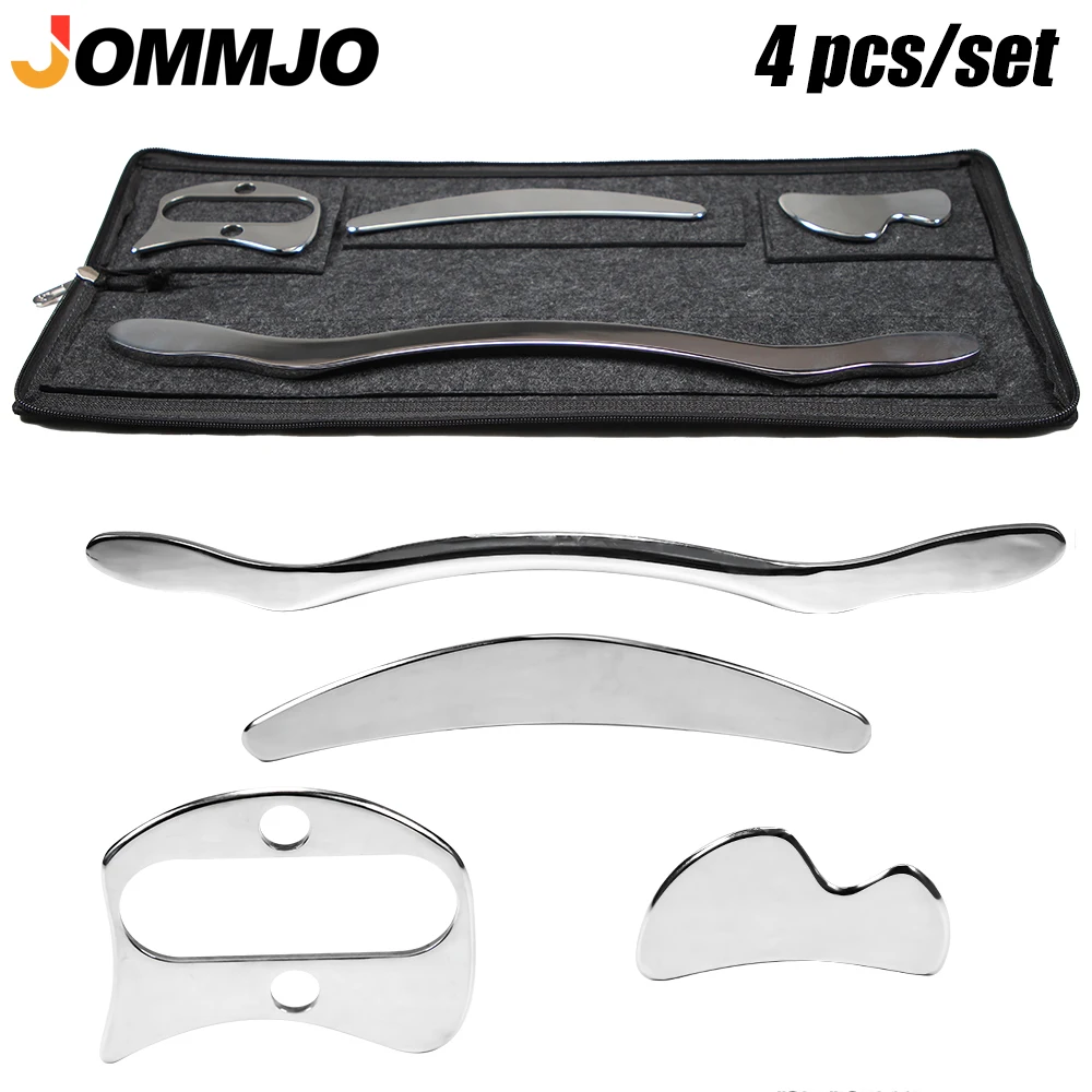 4Pcs Stainless Steel Gua Sha Scraping Massage Tool Set IASTM Tool Set Great Soft Tissue Mobilization Tool Physical Therapy