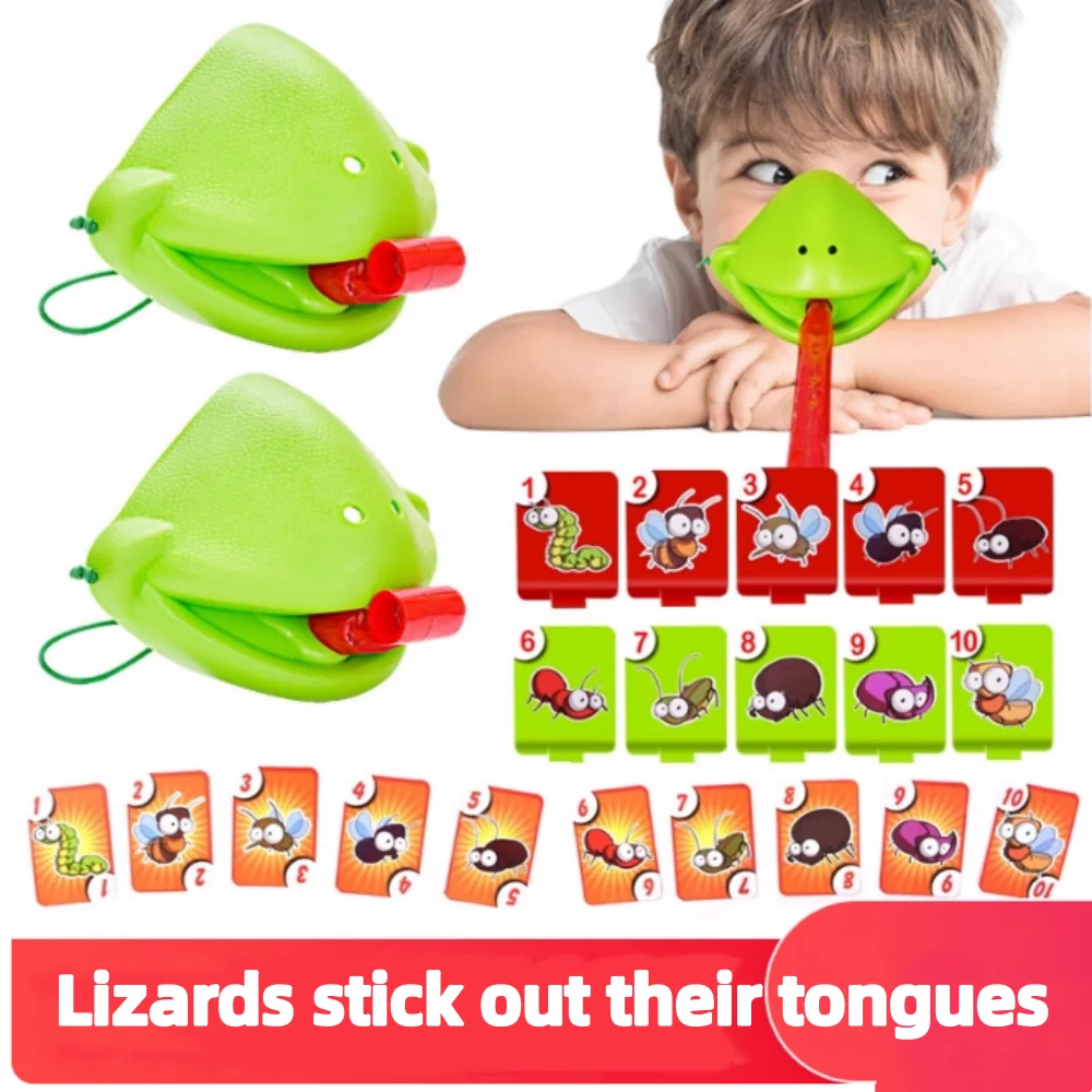 

Children's Frog Greedy Chameleon Blows and Plays Happy Kiss Desktop Game Mask Mouth Quick Lizard Tongue Out Toy