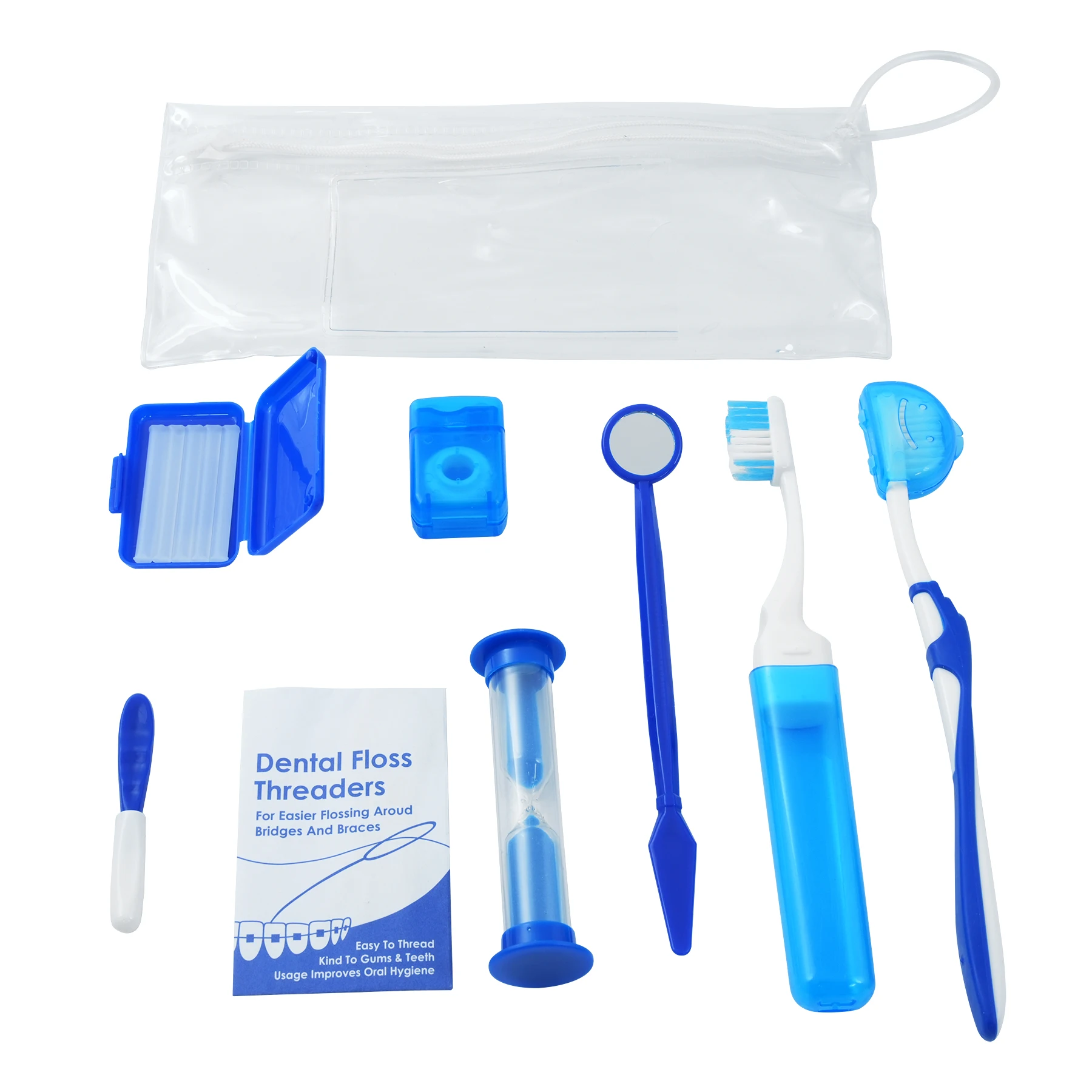 8Pcs Orthodontic Oral Care Kit Clean Braces Portable Travel Toothbrush Mirror Interdental Brush Supplies Floss Thread Tool ﻿