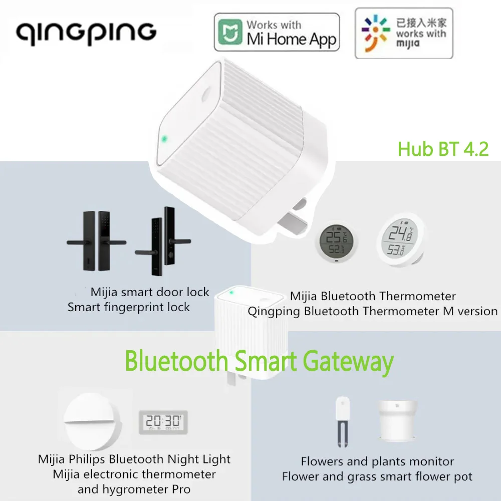 Qingping Bluetooth Gateway Hub BT 4.2 Compatible WIFI Remote View Data Sub-Device Smart  Linkage Home Device for Xiaomi Mihome