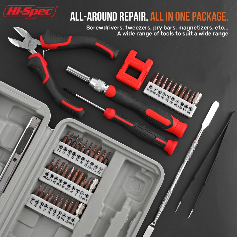 Hi-Spec Multfuction Precision Repair Tool Kit 75PCS S2 Remove Screws Set Metric Auto Repair Hand Tool Set Screwdriver Bit Set