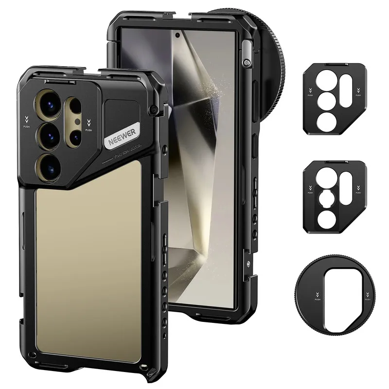 

NEEWER PA042 Phone Cage For Samsung S24 Ultra with 67mm Filter Thread 17mm Lens Backplate and Cold Shoe Mount