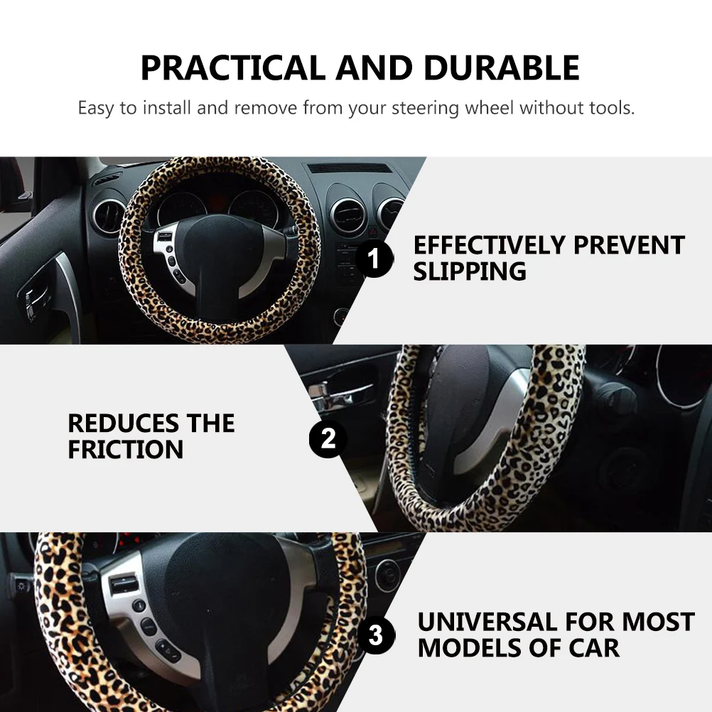 

1Set Steering Wheel Cover Keychain Set High Quality Universal Fit Anti Skid Inner Layer Comfort Grip for