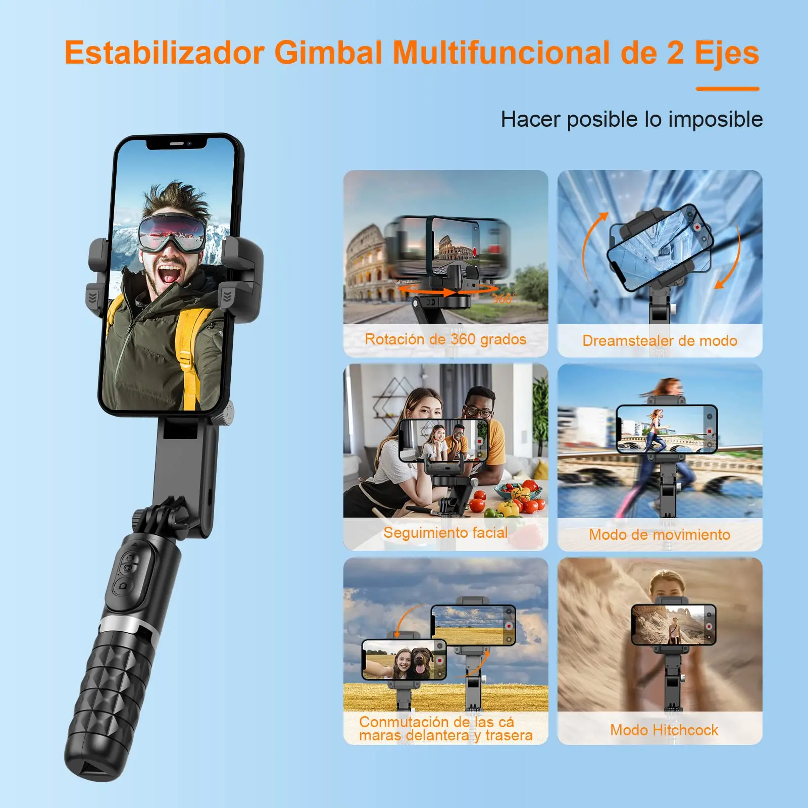 Q18 Gimbal Stabilizer Selfie Stick Tripod Phone 3-Axis Stabilizer Tripod Selfie Stick Face Tracking Gimbal Multifunctional