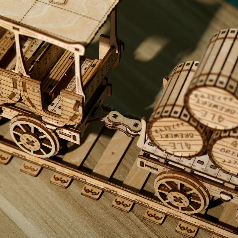 Educational Puzzle steampunk railcar Carriage 3D Wooden Puzzle DIY Car Model Building Kits puzzles for adults Stress relief toy