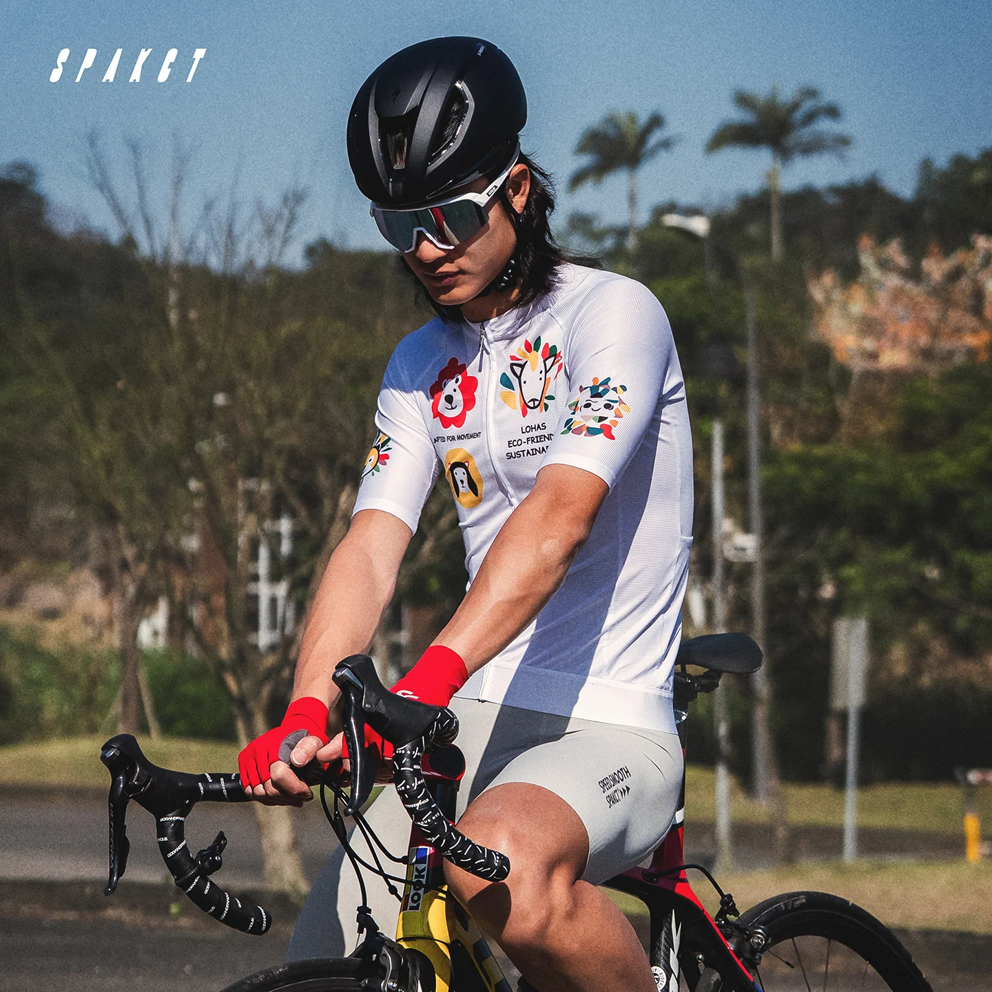 Spakct Professional Unisex Cycling Wear Summer UPF40+ Anti-UV Mountain Bike Jersey Nursery Rhyme