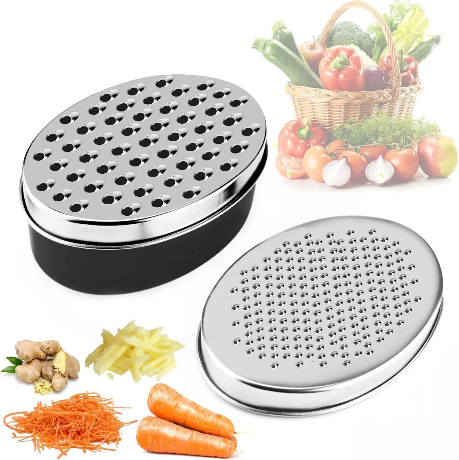 Stainless Steel Cheese Grater with Airtight Storage Container Box Grater for Kitchen Shredder for Parmesan Cheddar Vegetables
