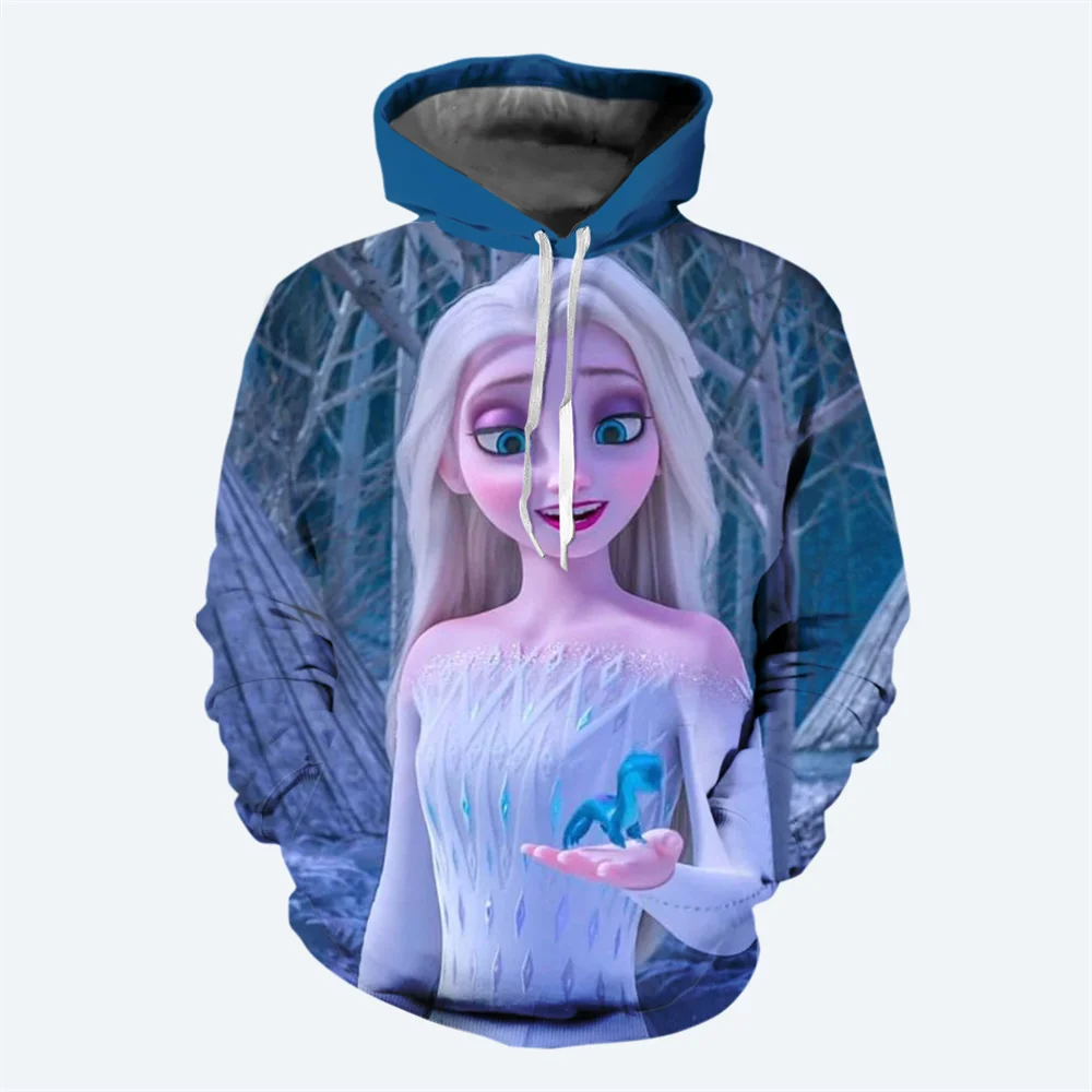 Felpa con cappuccio per ragazza Frozen di nuovo stile Anime Maglione con motivo Elsa stampato in 3D Felpa con cappuccio per bambini da strada alla moda stile casual classico