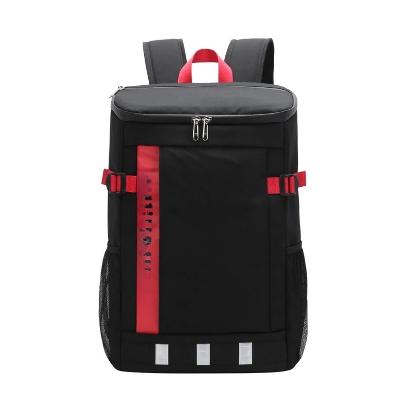 

Contrasting color double shoulder thermal insulation bag, large capacity beer with bottle opener, mounted outdoor picnic bag