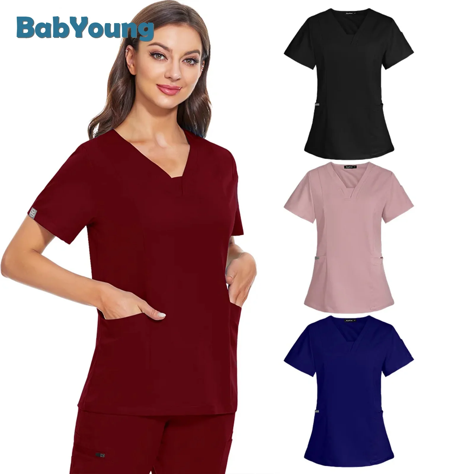 Operatiekamer Werkkleding Vrouwen Gezondheid Werknemers Uniform Femme Schoonheidssalon Kleding Verpleging Scrub Tops Shirt Verpleegster Verpleging Blouse