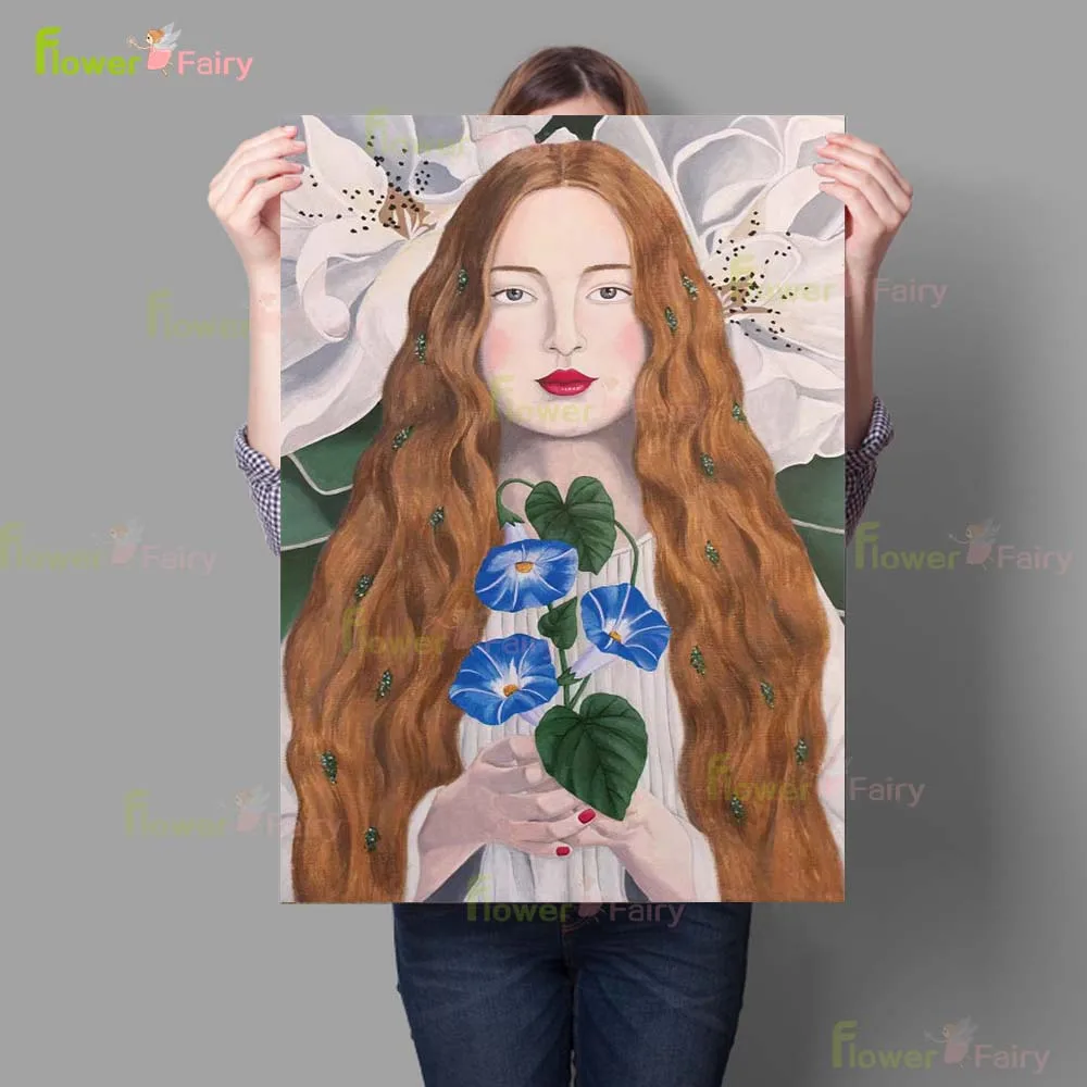 Modern Cartoon Illustration Girl Nordic Posters Wall Art Canvas Painting Home Decor Wall Pictures