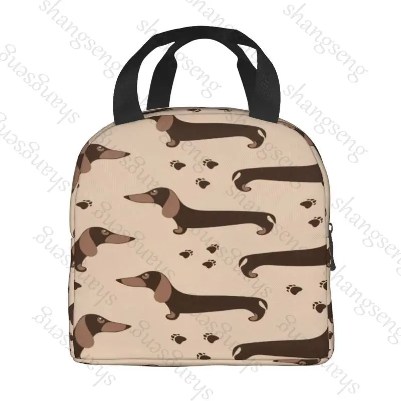 Dachshund cartoon dog Insulated Thermal Bag Lunch bag Foods Drink Storage Leakproof Picnic Camping Bags Box beach