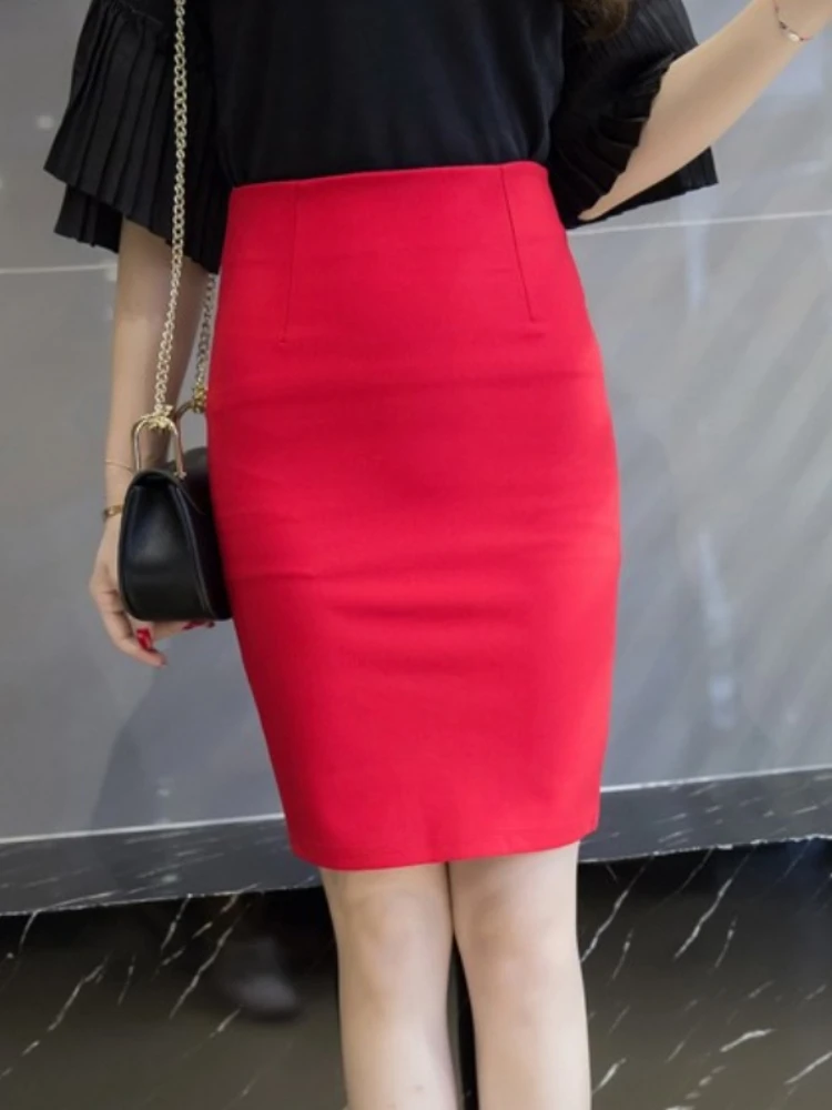 

Plus Size Pencil Skirts Women 2025 Fashion Elegant Sexy High Waist Skirt Slim Office Lady Elastic Formal Work Skirts Oversized