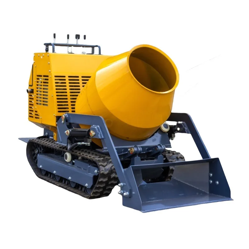 Small crawler type, transporting concrete, mixing tank, construction site, concrete mixing, machinery and equipment