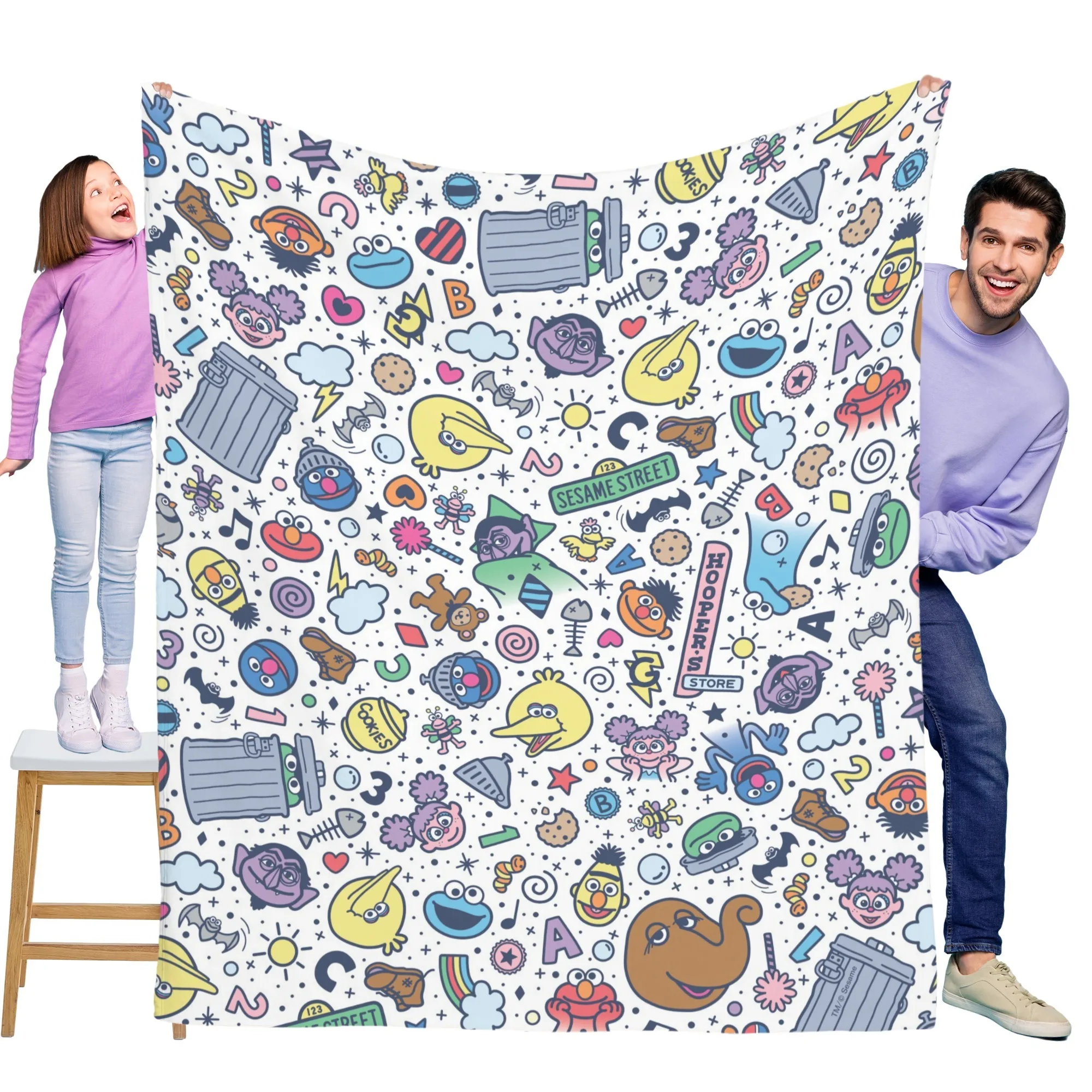 

Sesame Street cartoon printed flannel blanket is soft and warm, perfect for sofas, beds, offices, and travel