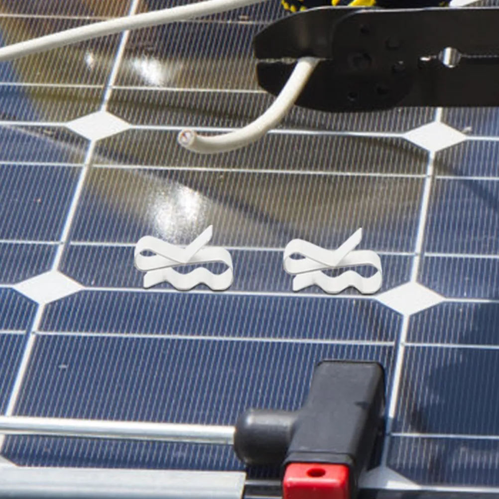 100Pcs Solar Panel Cable Clamps Stainless Steel Photovoltaic Wire Clips Robust Module Wire Management Clip for Outdoor Use