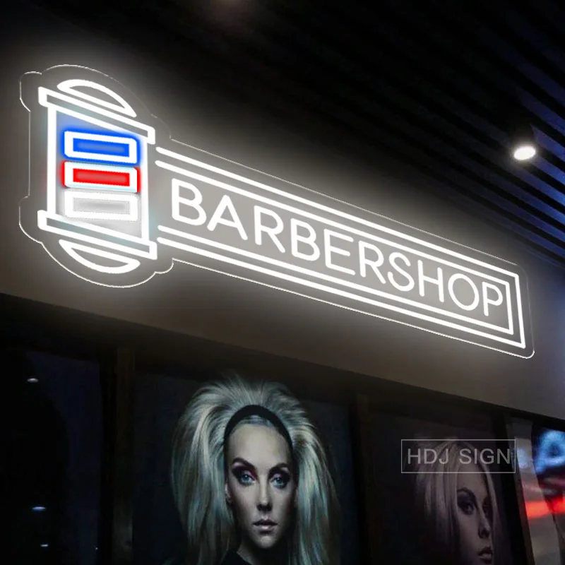 sinal de neon led personalizado para cabeleireiro barbearia negocios cuidados com os cabelos lojas de cosmeticos tesoura logotipo aberto sinais de neon 01