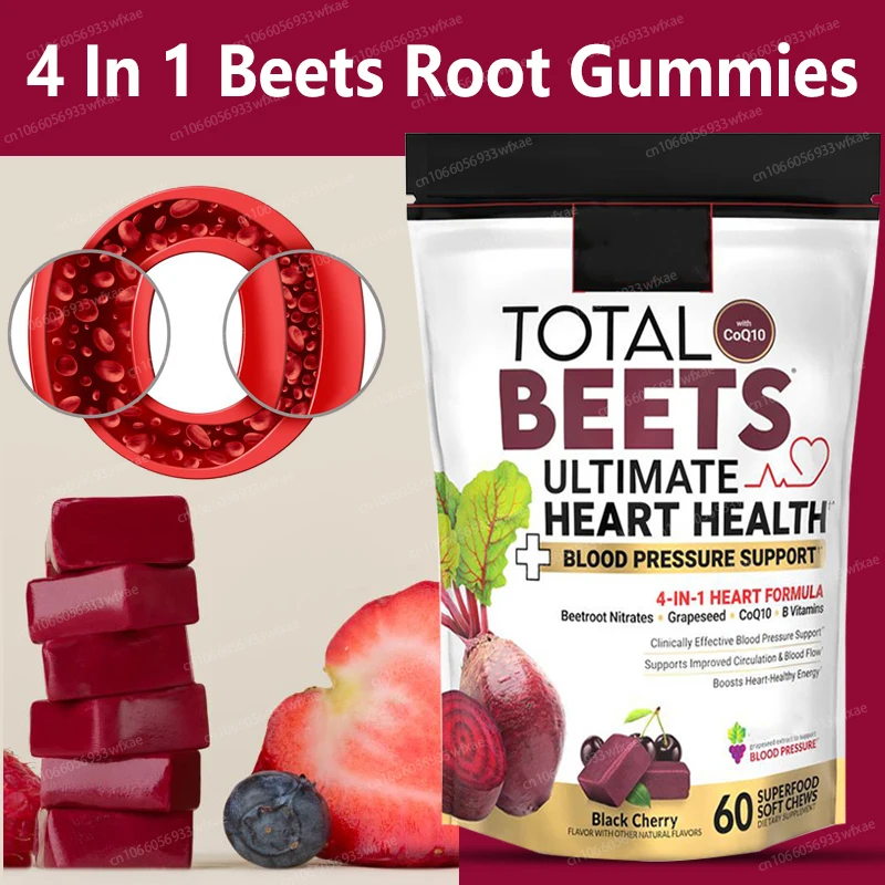 

Beetroot Chews Heart Health Blood Pressure Support with COQ10 ,Grapeseed Improve Circulation&Blood Flow