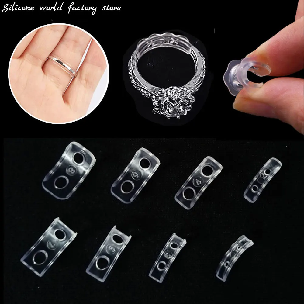 

Silicone World 8 Sizes Silicone Invisible Clear Ring Size Adjuster Loose Adjuster Pad Adjustment Buckle for Any Ring Or Jewelry