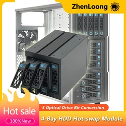 ZhenLoong 4 Bay Hot Swap Hard Drive Disk Cage Module 3.5-inch SATA SSD HDD Data Storage For 3 x 5.25-inch Optical Drive Position