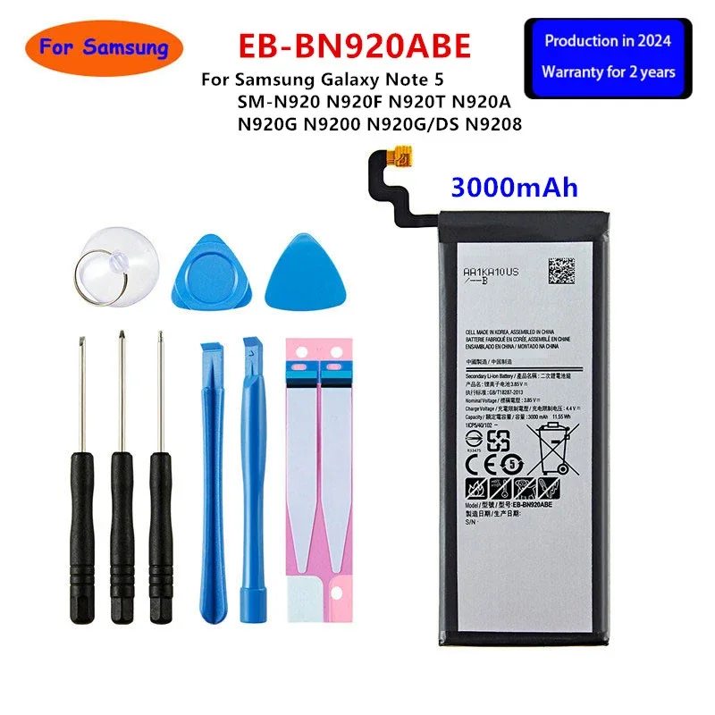 

Brand New EB-BN920ABE 3000mAh Battery for Samsung Galaxy Note 5 SM-N920 N920F N920T/A N920G N9200 N920G/DS N9208 +Tools