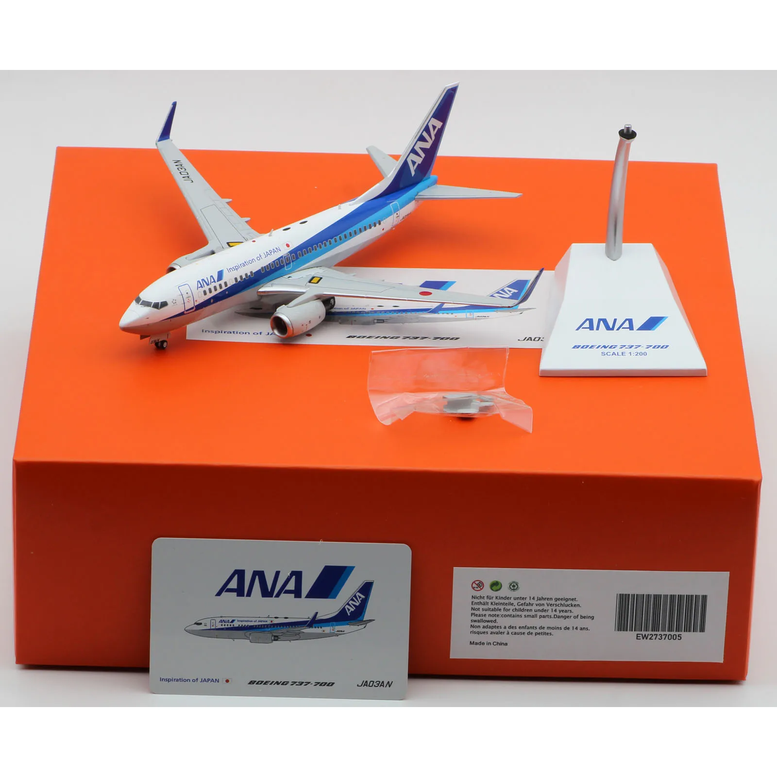 EW2737005 Alloy Collectible Plane Gift JC Wings 1:200 ALL NIPPON AIRWAYS ANA Boeing B737-700 Diecast Aircraft JET Model JA03AN